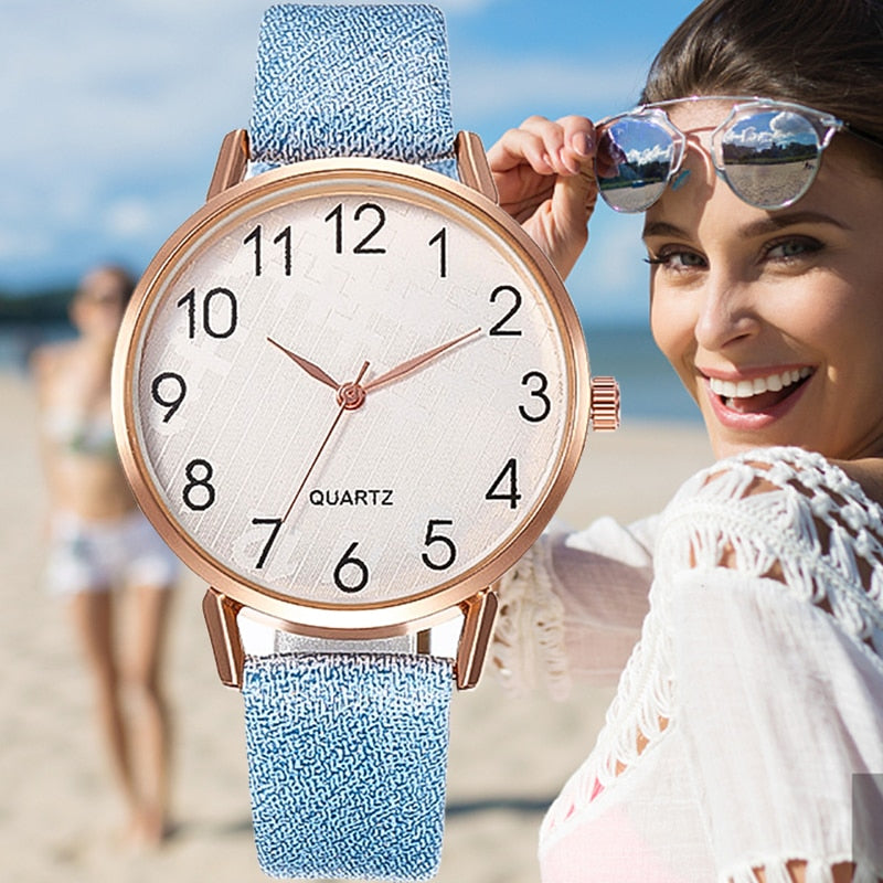 Fashionable Leather Wristwatch For Ladies