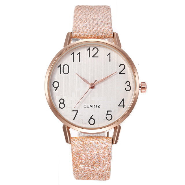 Fashionable Leather Wristwatch For Ladies